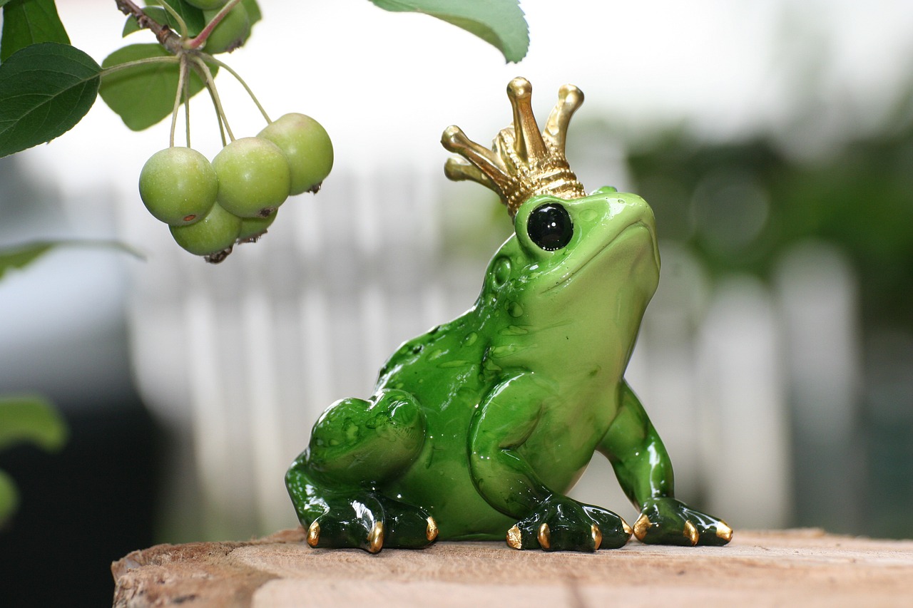 a statue of a frog with a crown on its head, a picture, highly detailed product photo, fruit celebrity, royal green and nature light, elegant pose