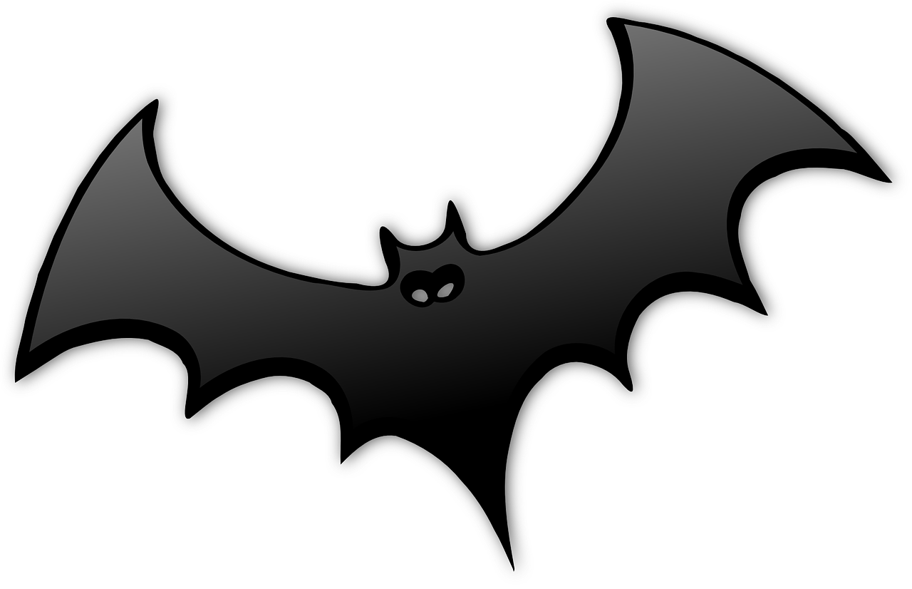 a black bat on a white background, a cartoon, pixabay, mat black metal, black and white”, a brightly colored, mystery horror