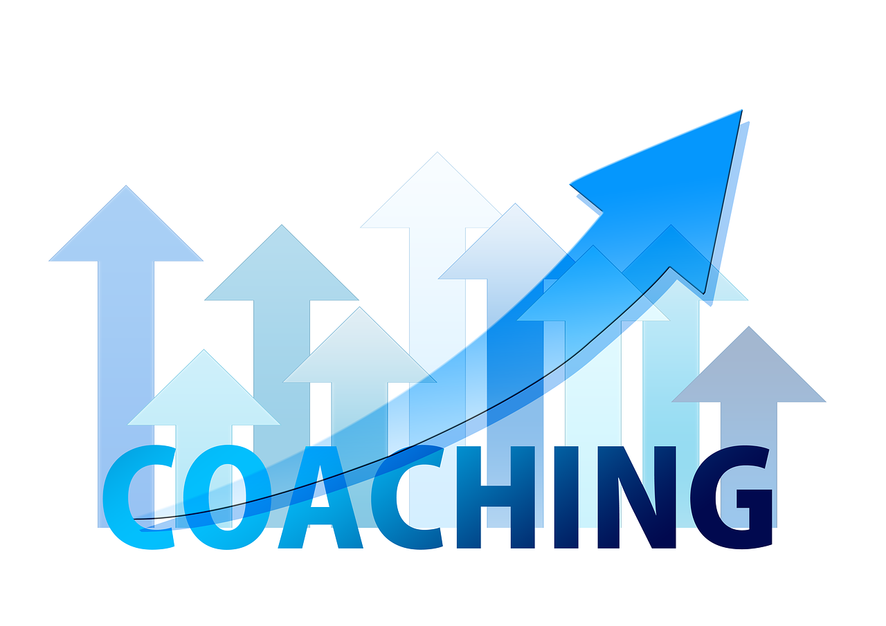 a blue arrow with the word coaching on it, a digital rendering, trending on pixabay, charts, seen from below, teaching, kenneth copeland