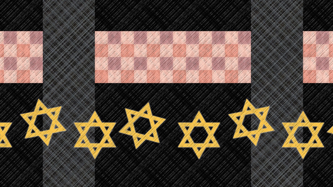 a bunch of stars that are next to each other, trending on polycount, op art, hebrew, package cover, inlaid with gold, seven pointed pink star