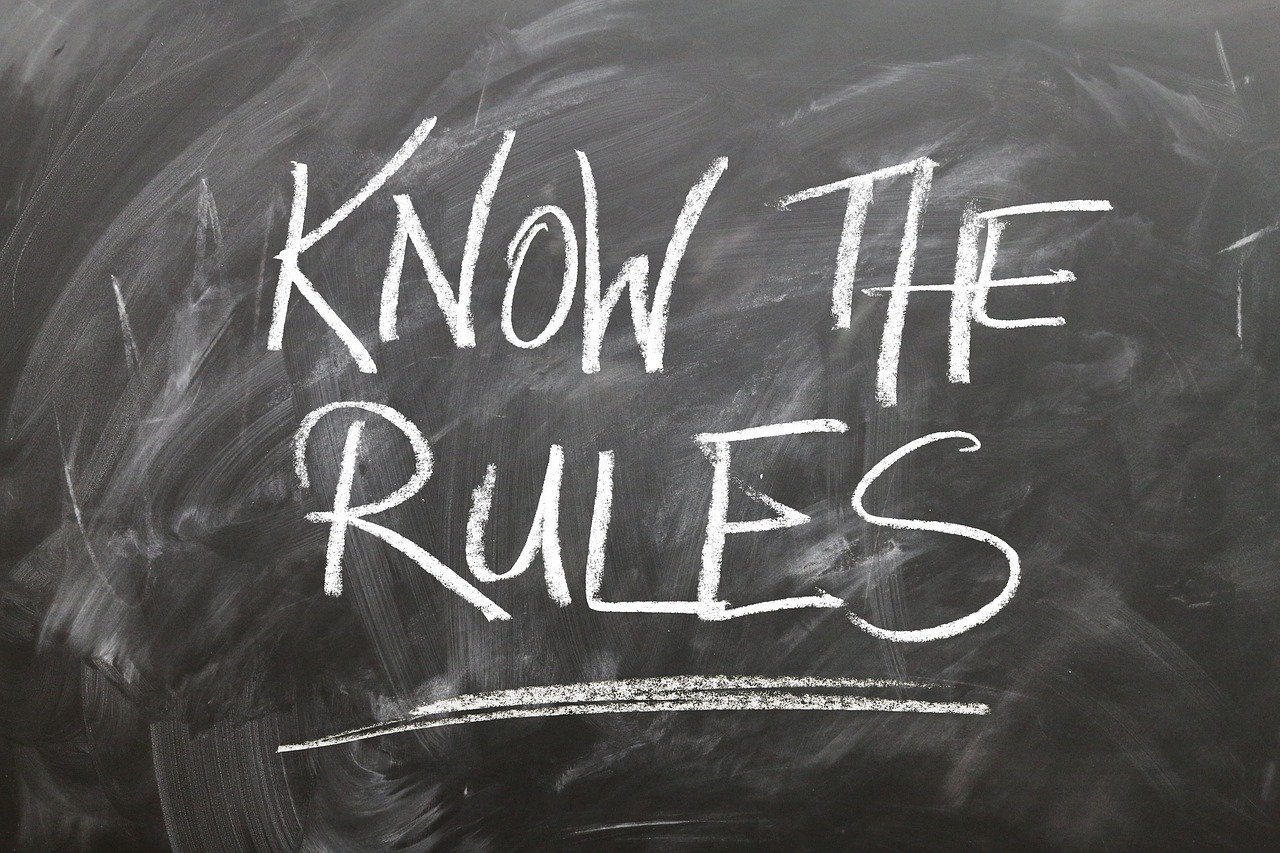 a blackboard with the words know the rules written on it, a picture, pixabay, shot from a low angle, rpg rulebook illustration, forbidden - knowledge, patent registry