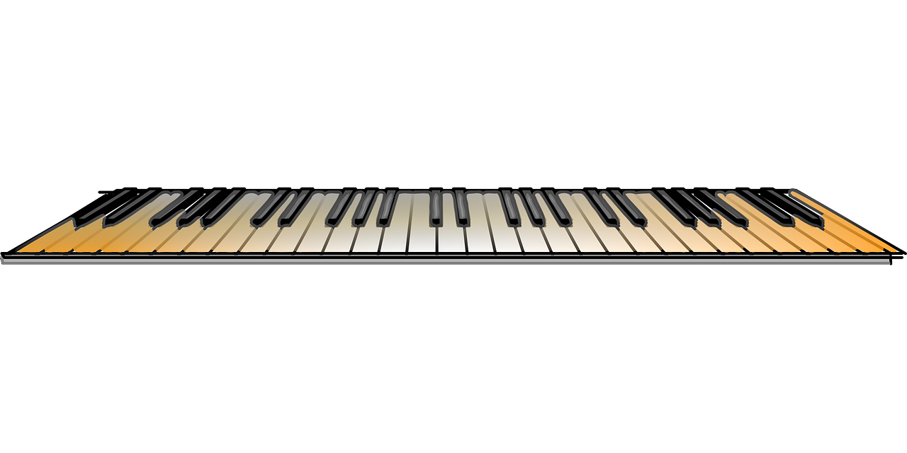 a close up of a piano keyboard on a black background, an illustration of, synthetism, keyframe illustration, high detailed cartoon, lined up horizontally, on simple background