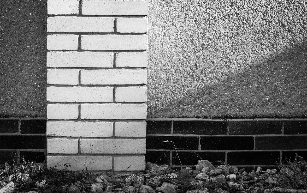 a black and white photo of a fire hydrant, a black and white photo, inspired by Arnold Newman, postminimalism, hiding behind a brick wall, made of stone and concrete, yulia nevskaya, tri - x pan