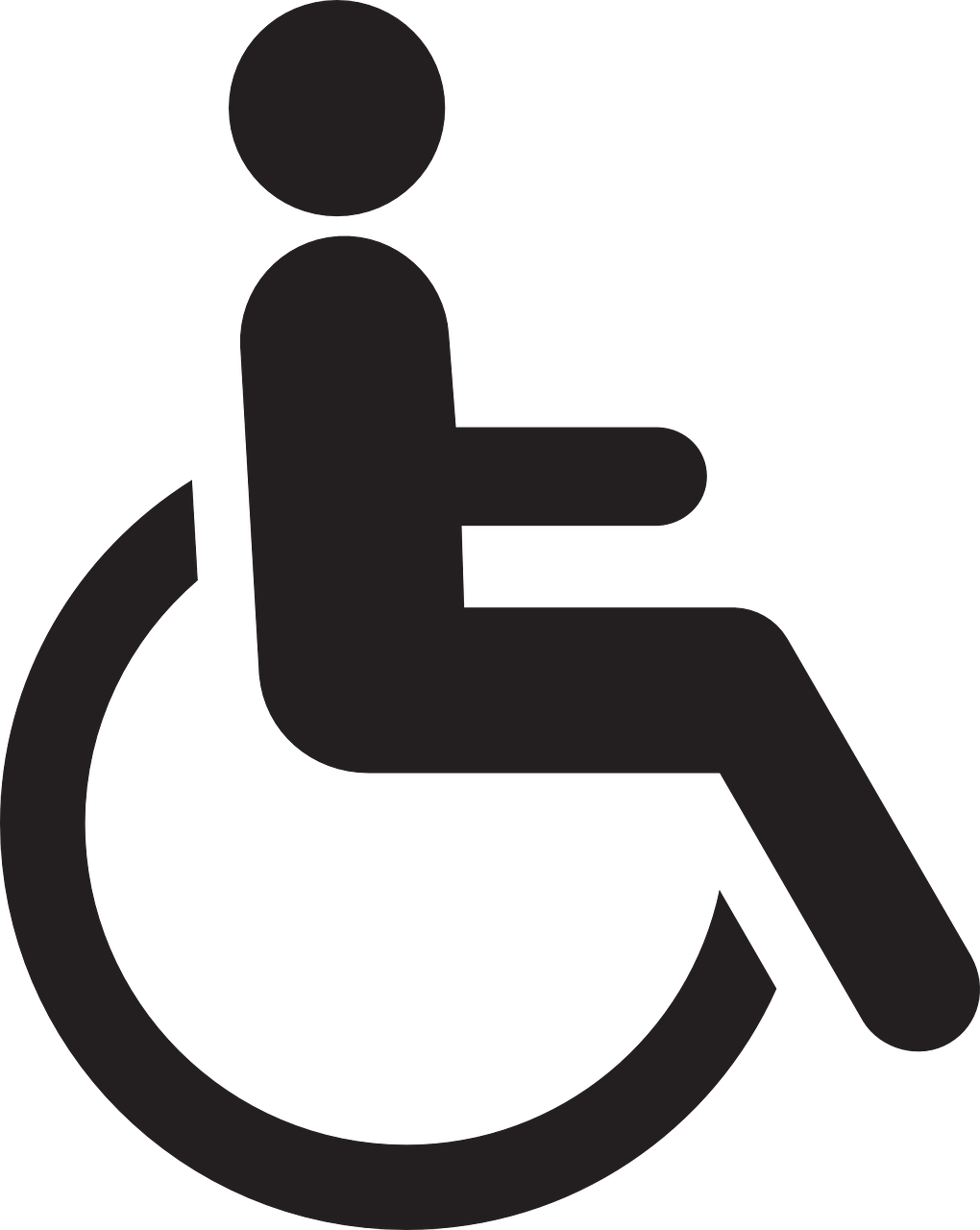 a black and white image of a person in a wheelchair, a cartoon, pixabay, hurufiyya, on a flat color black background, rating: general, watermark, hospital