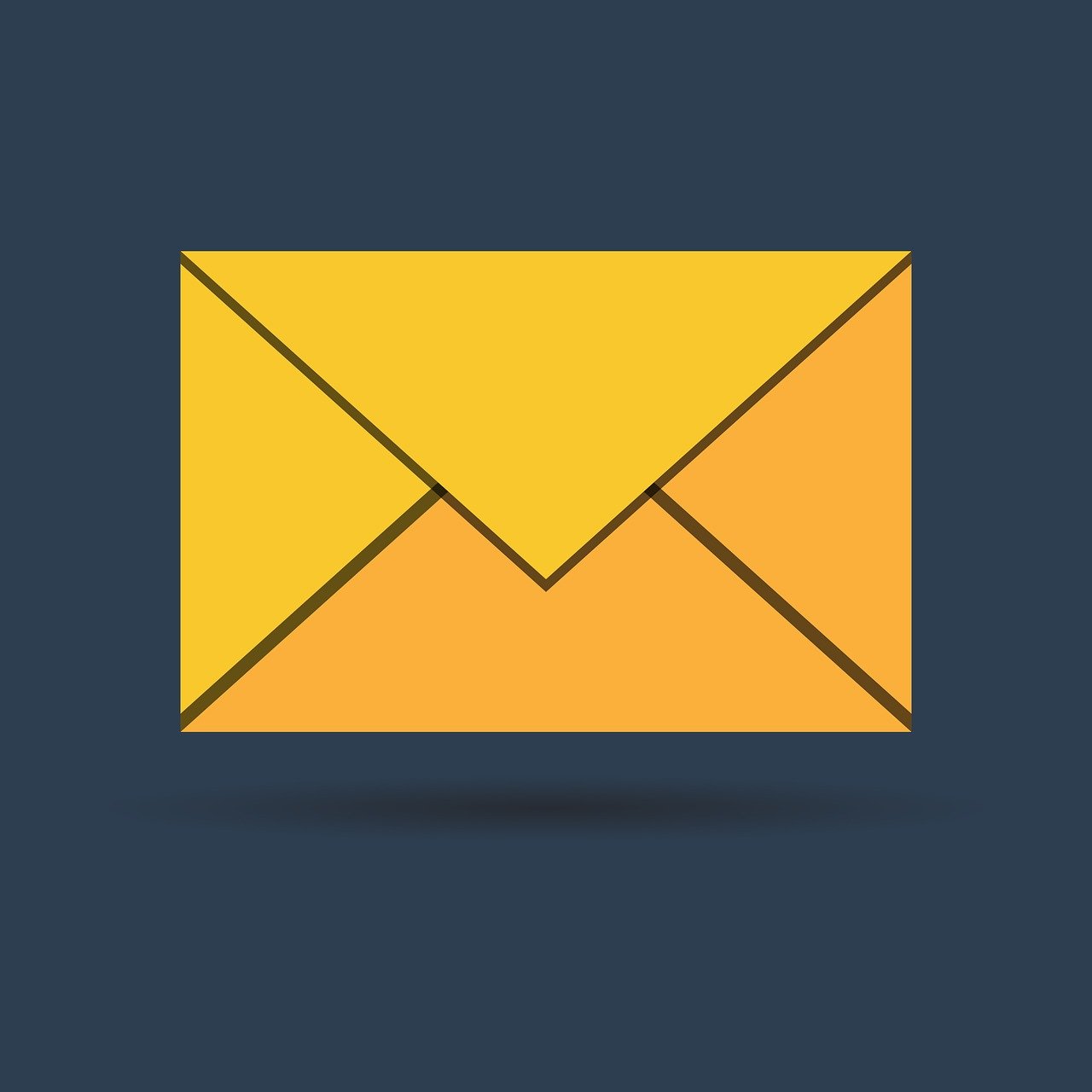 a yellow envelope on a blue background, an illustration of, postminimalism, icon style, against dark background, modern photo
