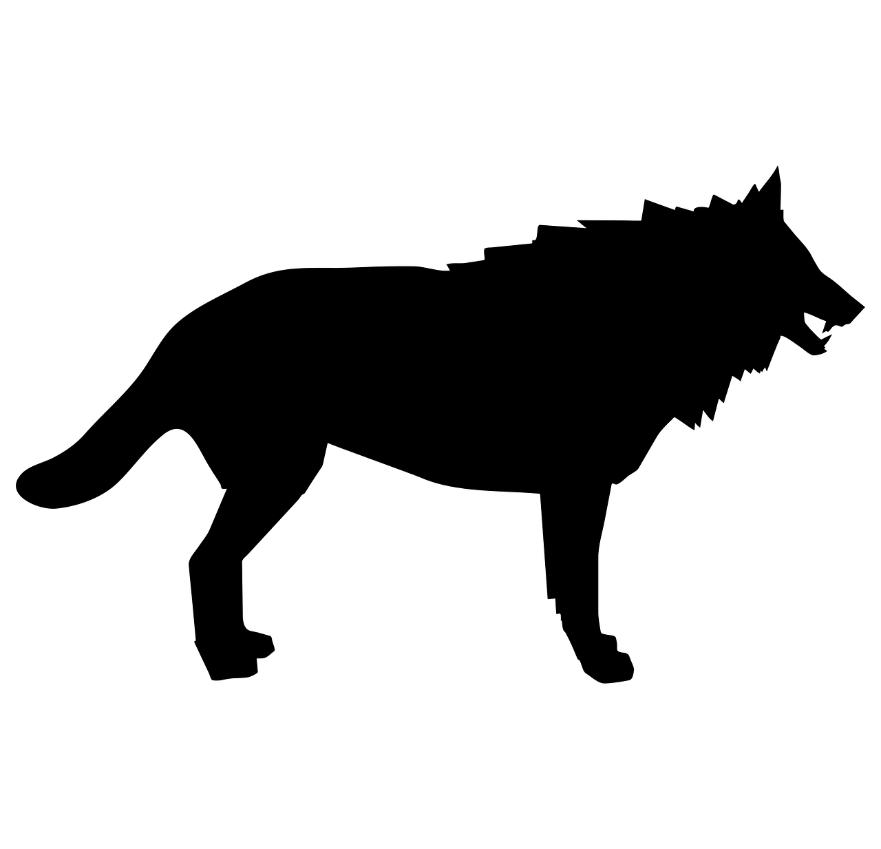 a black silhouette of a lion on a white background, an illustration of, by Caspar Wolf, dire wolf, thumbnail, wolves, wooden