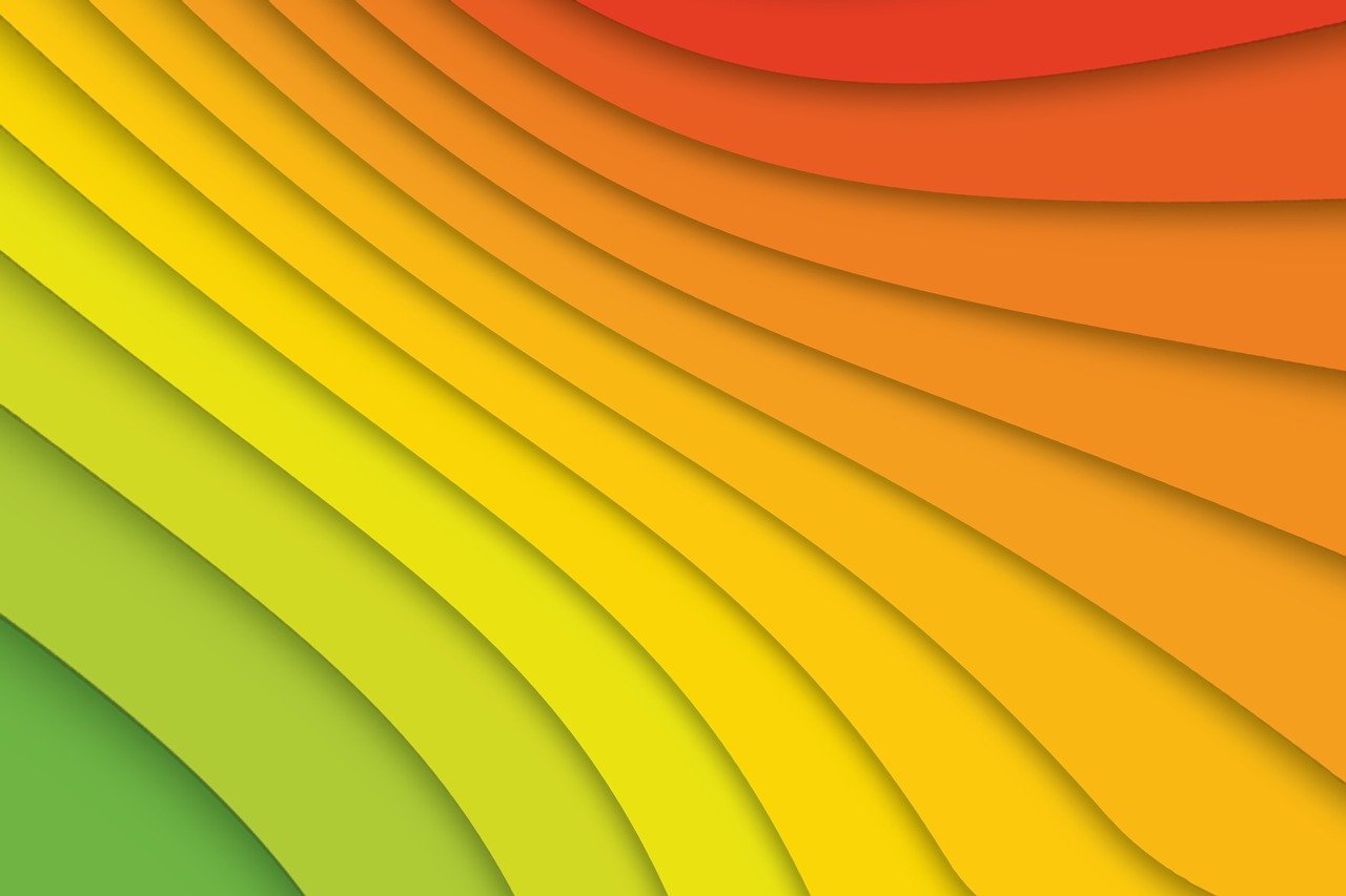 a rainbow colored background with wavy lines, vector art, color field, layered paper style, yellow red scheme, material design, vertical wallpaper