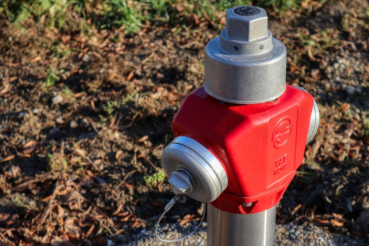 a close up of a red and silver fire hydrant, sensors, which goes near the ground, iso 1 0 0 wide view, high quality product image”