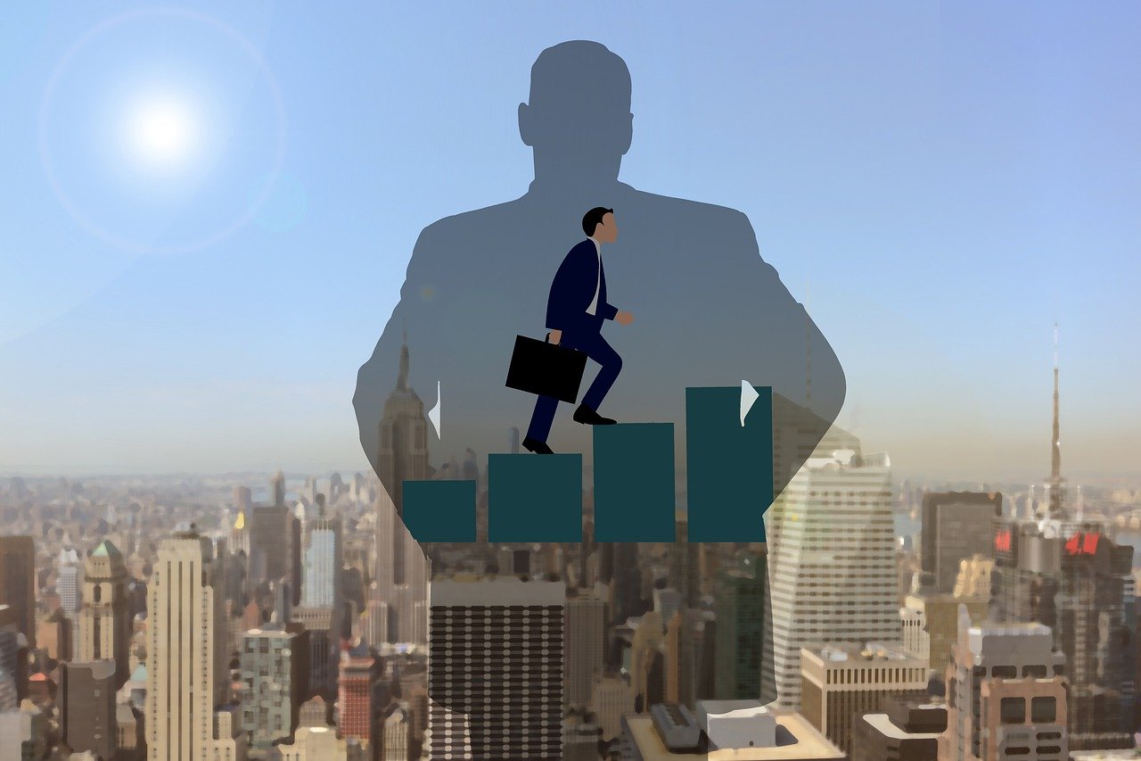 a man standing on top of a building with a city in the background, a picture, figuration libre, sharp focus illustration, walking to work with a briefcase, document photo, focus illustration
