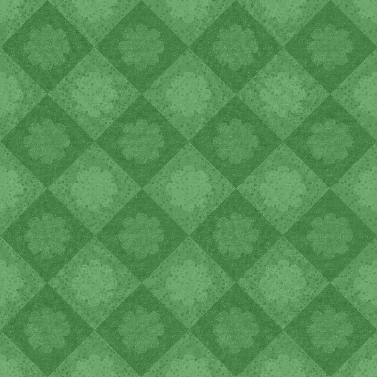a pattern of four leaf clovers on a green background, inspired by Art Green, diamond texture, tiled room squared waterway, subtle lovecraftian vibes, low quality photo