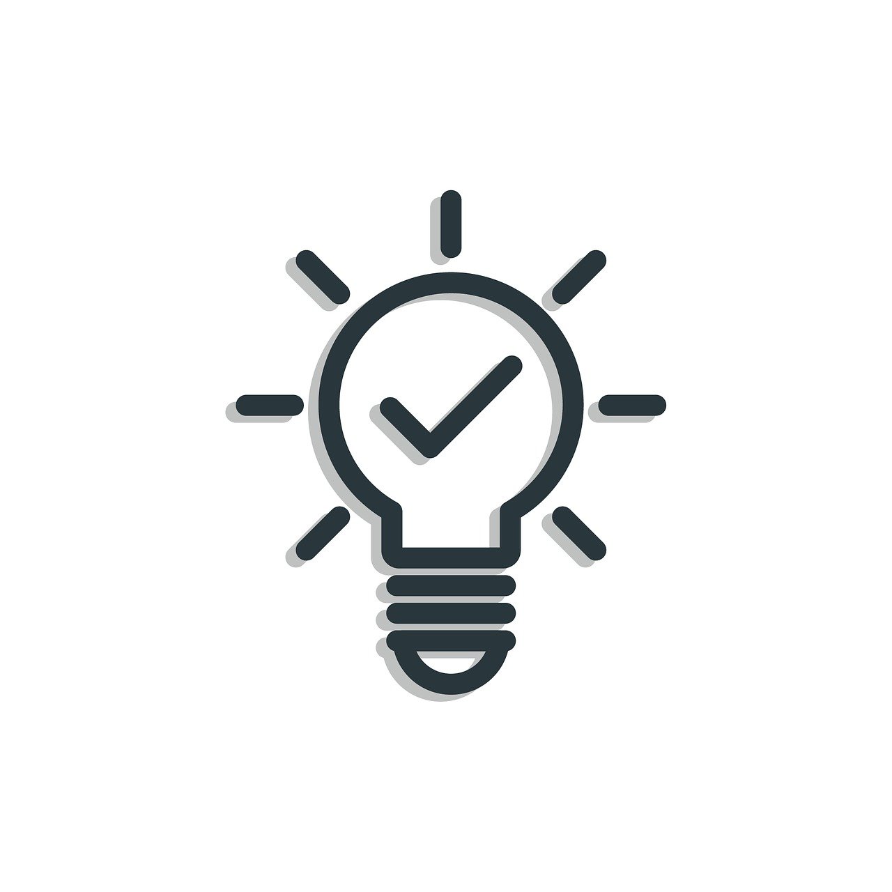 a light bulb with a tick inside of it, minimalism, clock iconography, listing image, istockphoto, flat icon