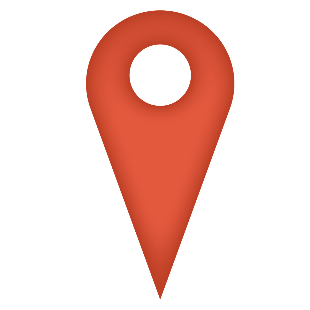 a red pin with a black circle on it, a digital rendering, regionalism, on a flat color black background, google maps, unknown, sign