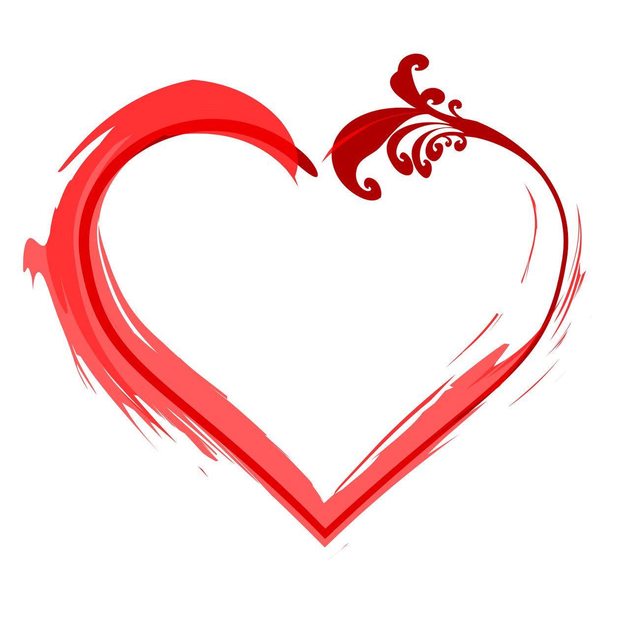 a red heart drawn with a brush on a black background, a picture, romanticism, red swirls, perfect design, proper shading, phone photo