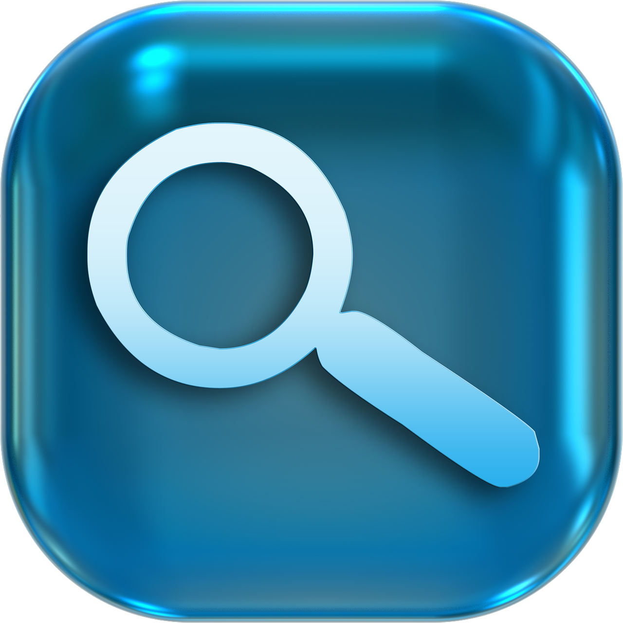 a blue button with a magnifying glass icon, a digital rendering, by Wayne England, pixabay, soda, search lights, 2 0 5 6 x 2 0 5 6, list