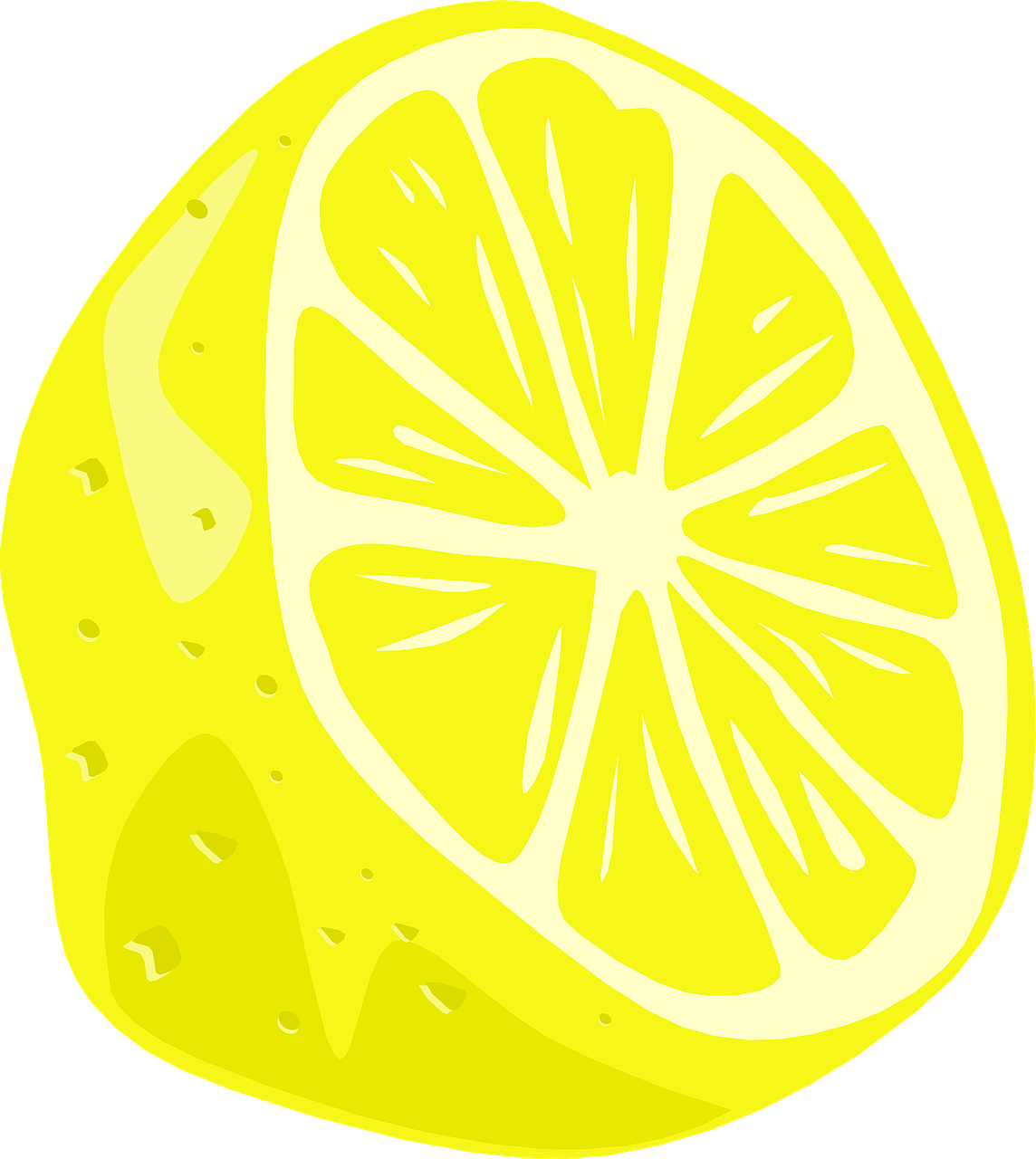 a slice of lemon on a black background, an illustration of, inspired by Luma Rouge, pop art, lineless, (((yellow))), bottom shot, full colored