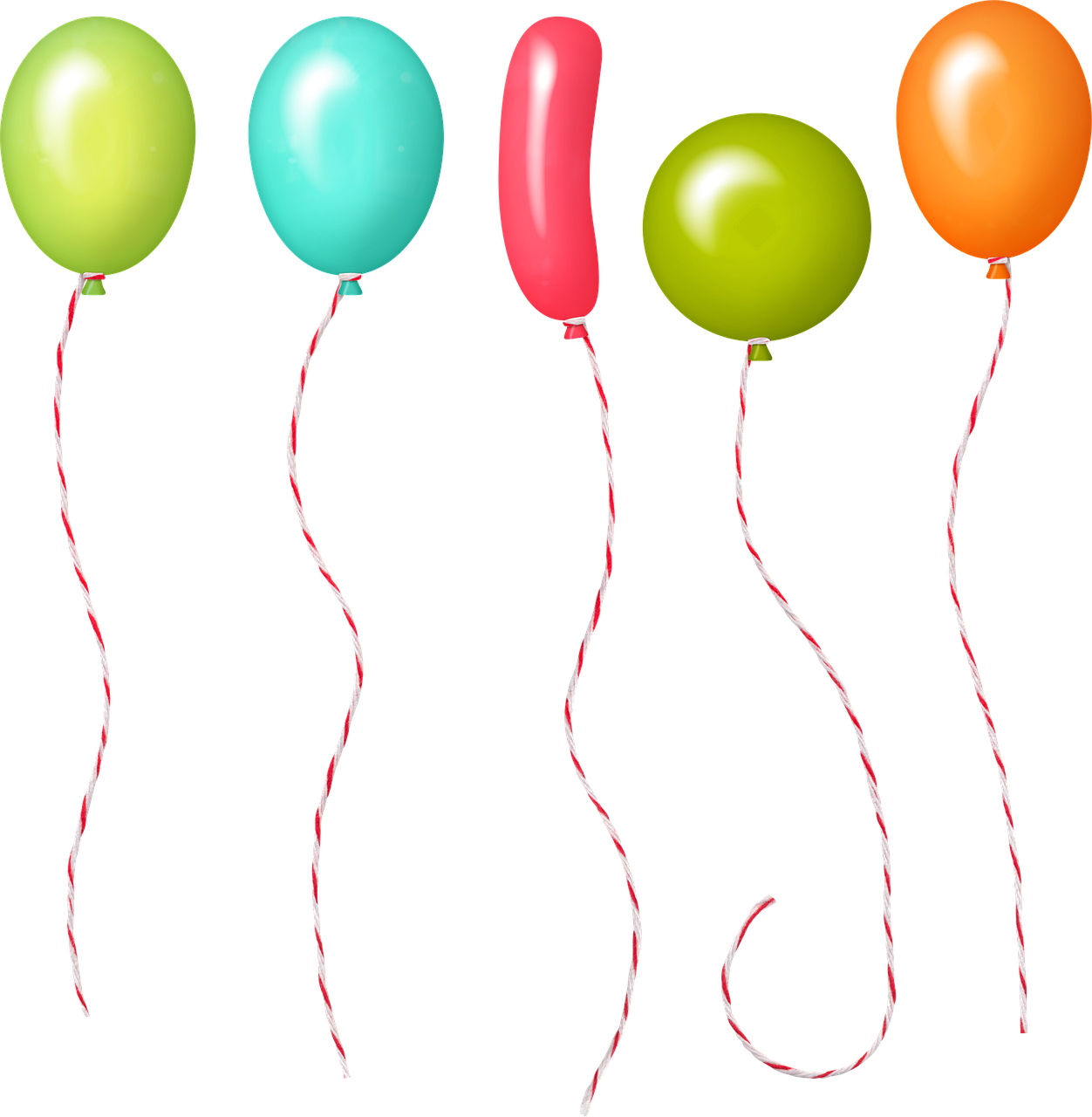 a group of colorful balloons tied to a string, a digital rendering, on a flat color black background, cutie mark, simple path traced, twisty