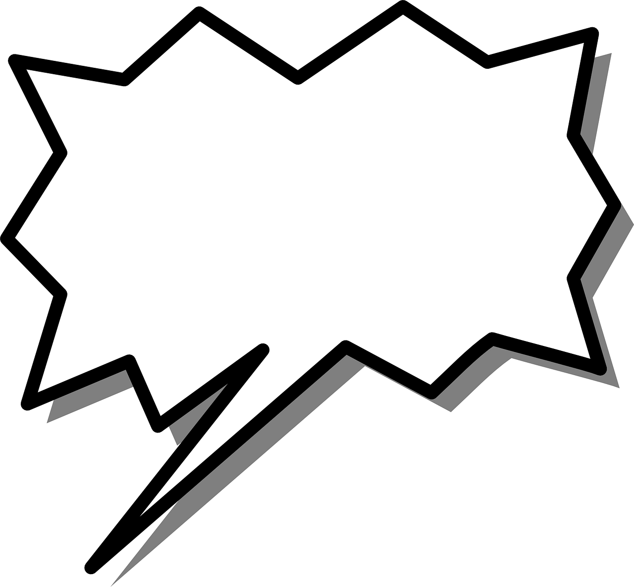 a white speech bubble on a black background, a comic book panel, inspired by David B. Mattingly, deviantart, 4k high res, thunderous, white background : 3, cad