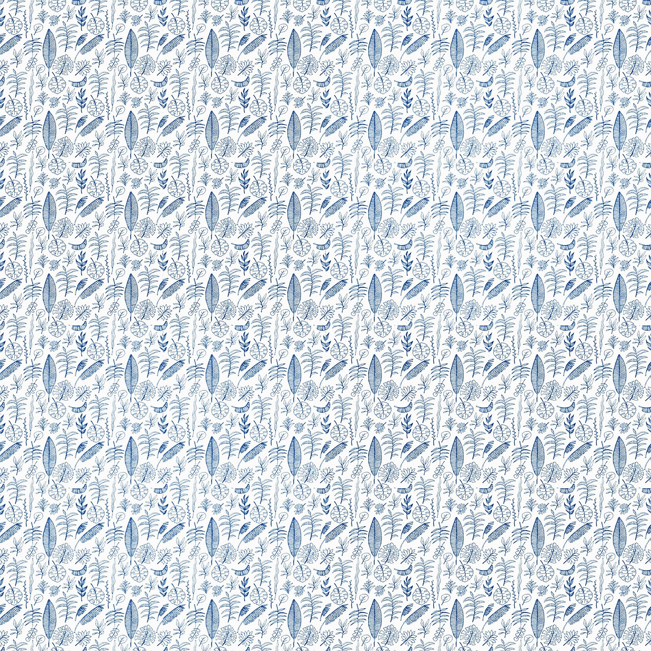 a pattern of blue leaves on a white background, a digital rendering, inspired by William Morris, tumblr, front side view full sheet, very cute, willows, screenshots