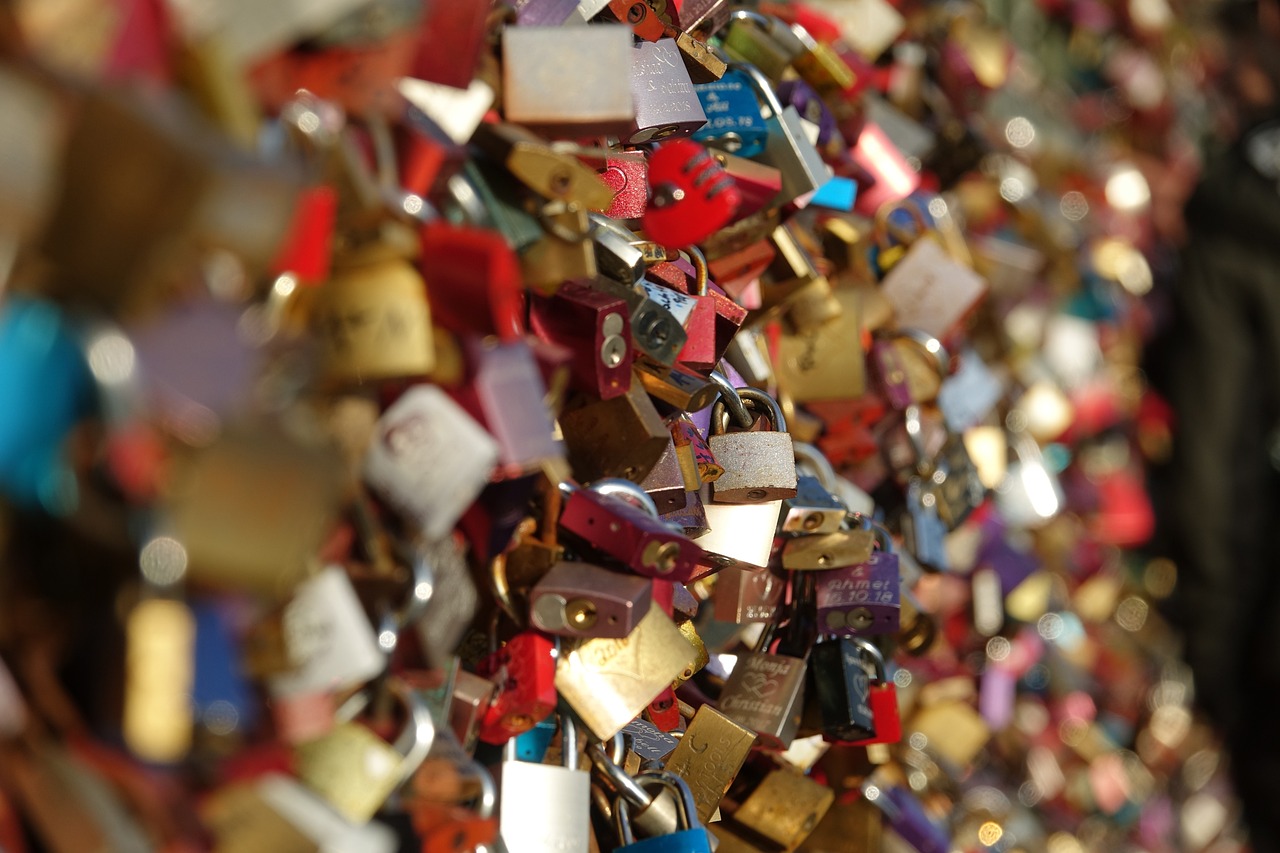 a bunch of locks attached to a wall, a tilt shift photo, assemblage, sparkling, product introduction photo