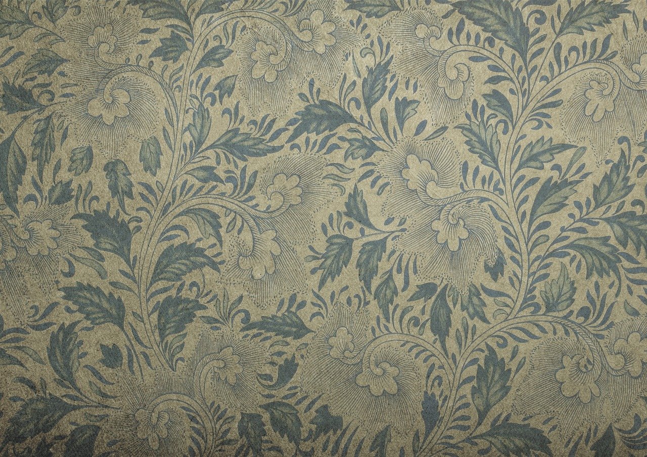 a close up of a wall with a pattern on it, a detailed painting, inspired by William Morris, trending on pixabay, arts and crafts movement, toned paper, retro style ”, wallpaper”