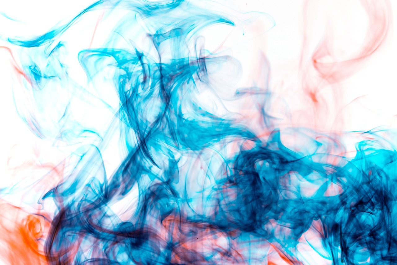 a close up of colored smoke on a white background, an abstract drawing, by Alexander Bogen, pexels, blue and red two - tone, hq 4k phone wallpaper, liquid shadows engulf, 4k uhd wallpaper