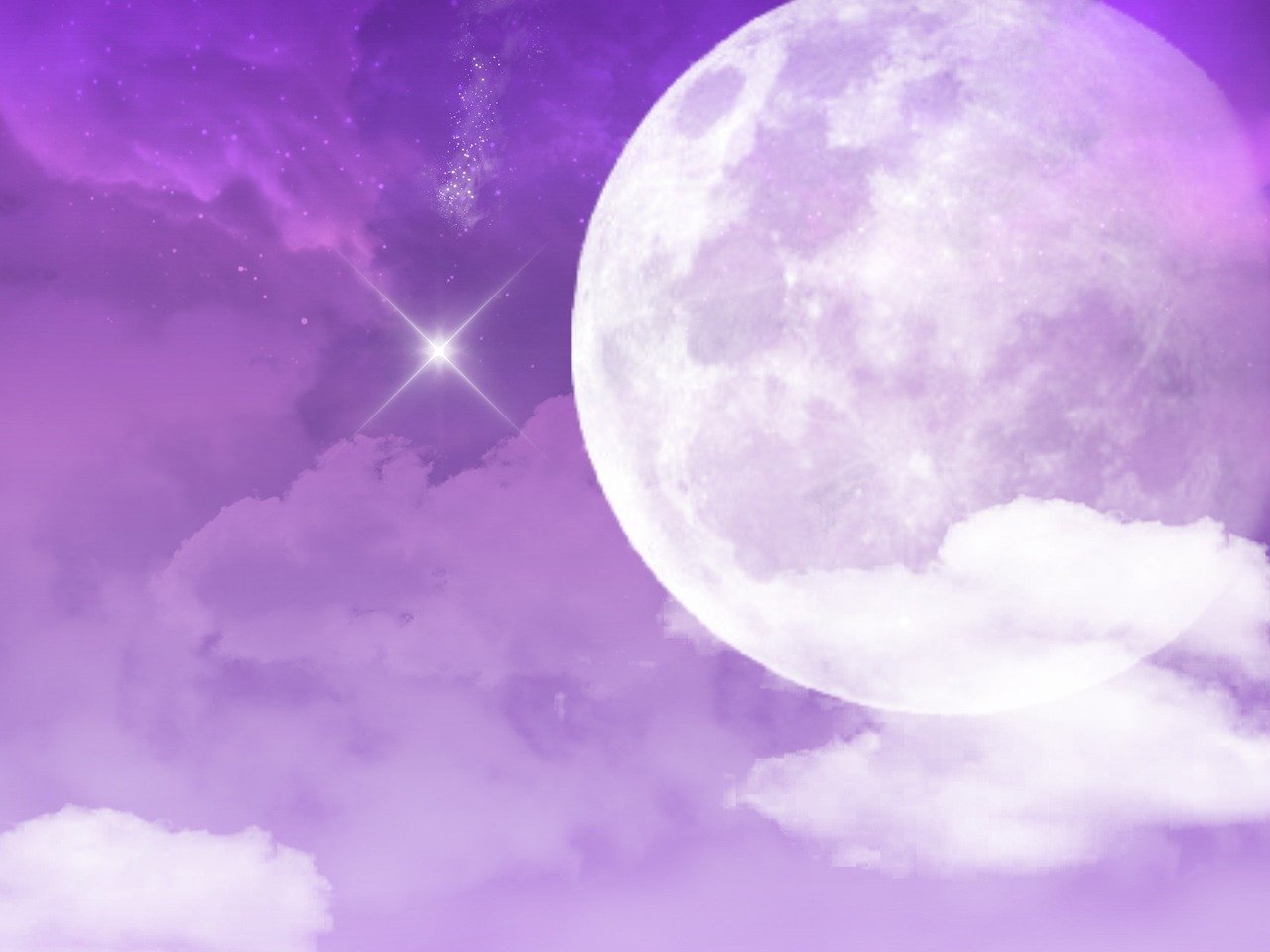 a full moon in a purple sky with clouds, digital art, inspired by Matsumura Goshun, star(sky) starry_sky, profile picture 1024px, setting is bliss wallpaper, けもの