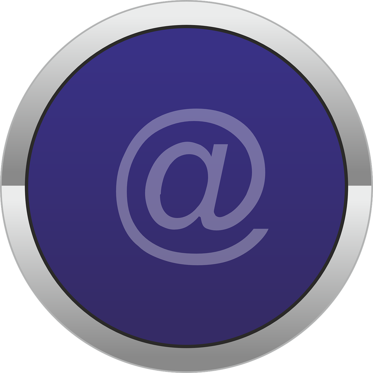 a blue button with an email symbol on it, a screenshot, pixabay, computer art, all enclosed in a circle, all dark blue metal, purple color-theme, vertical orientation