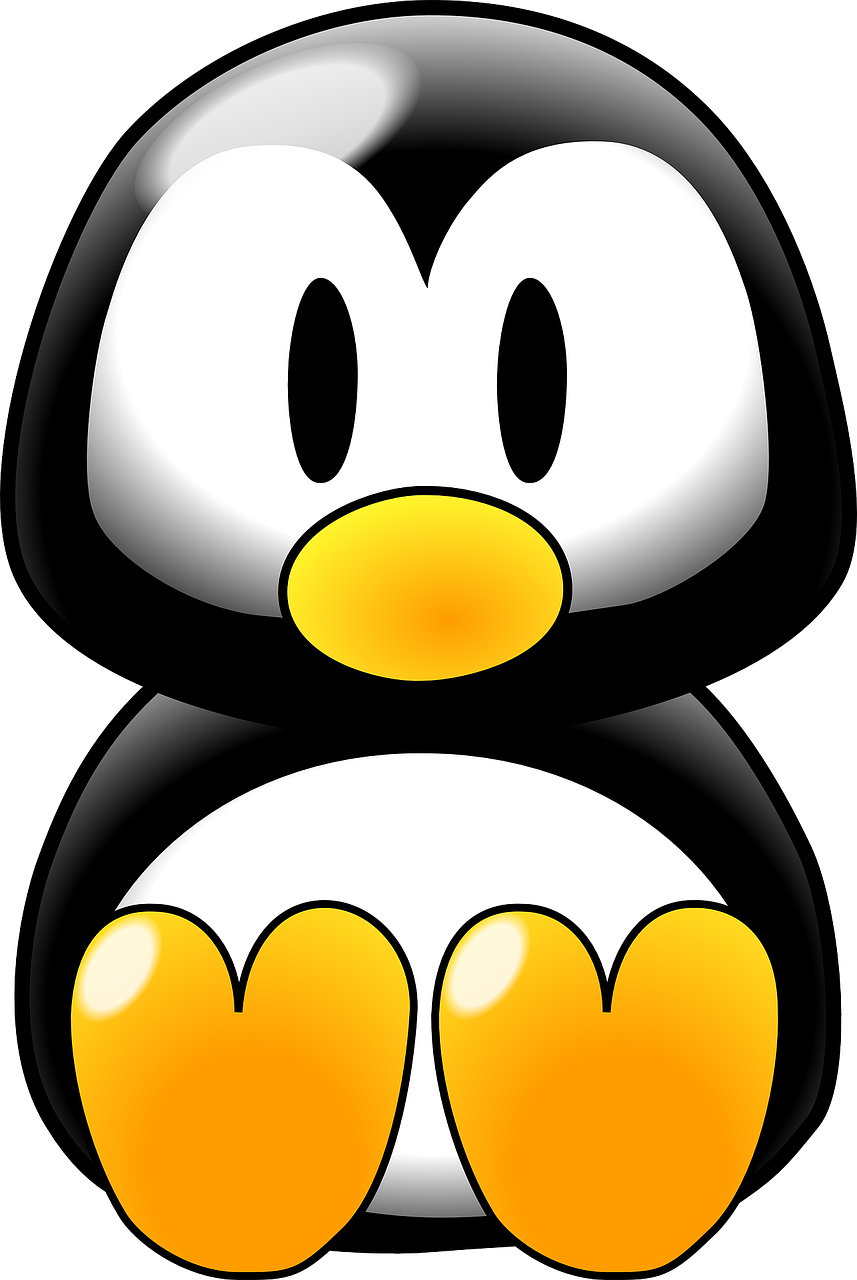 a black and white penguin sitting next to each other, pixabay, digital art, amoled, smiley, by :5 sexy: 7, “portrait of a cartoon animal