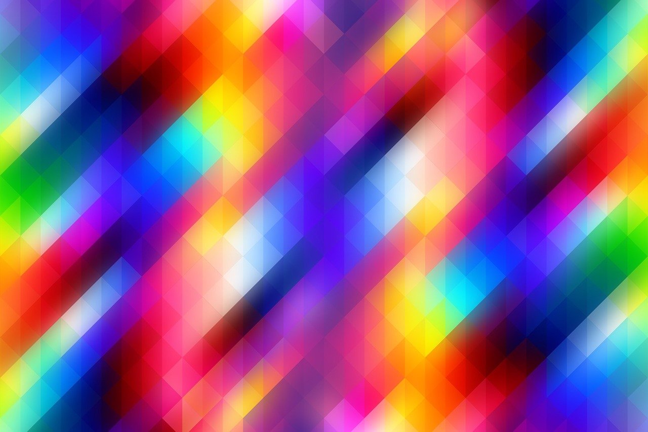 a multicolored background with a diagonal design, crystal cubism, blurry backround, neon geometry, tiny rainbow triangles, symmetrical background