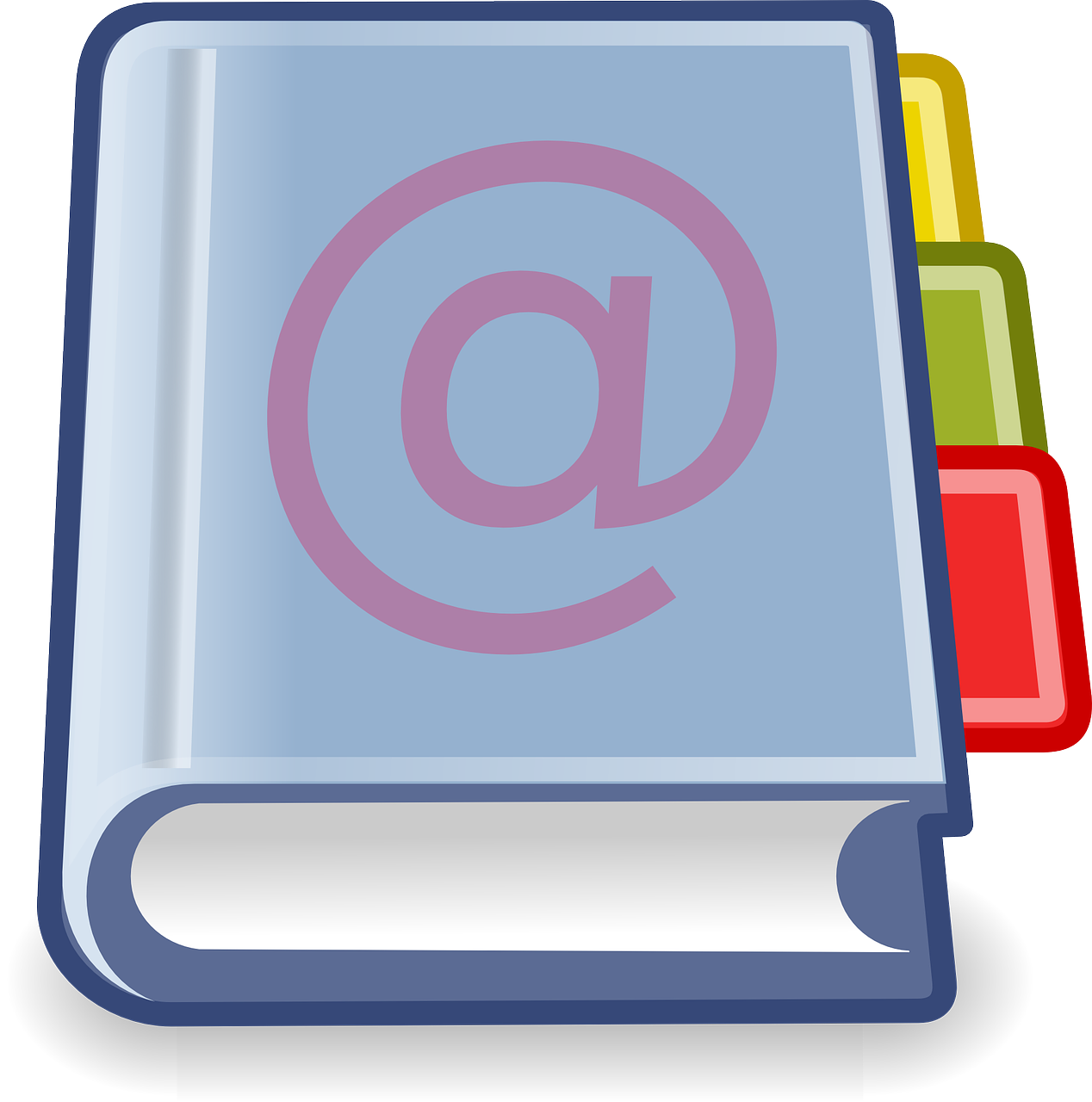 a book with a at symbol on top of it, an illustration of, computer art, email, three quarter view, a brightly colored, read a directory book
