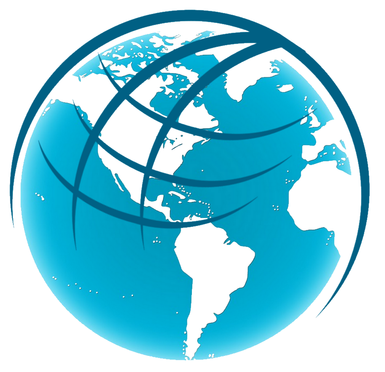 a blue globe with lines coming out of it, by Matt Stewart, net art, business logo, black and cyan color scheme, america, artists rendition