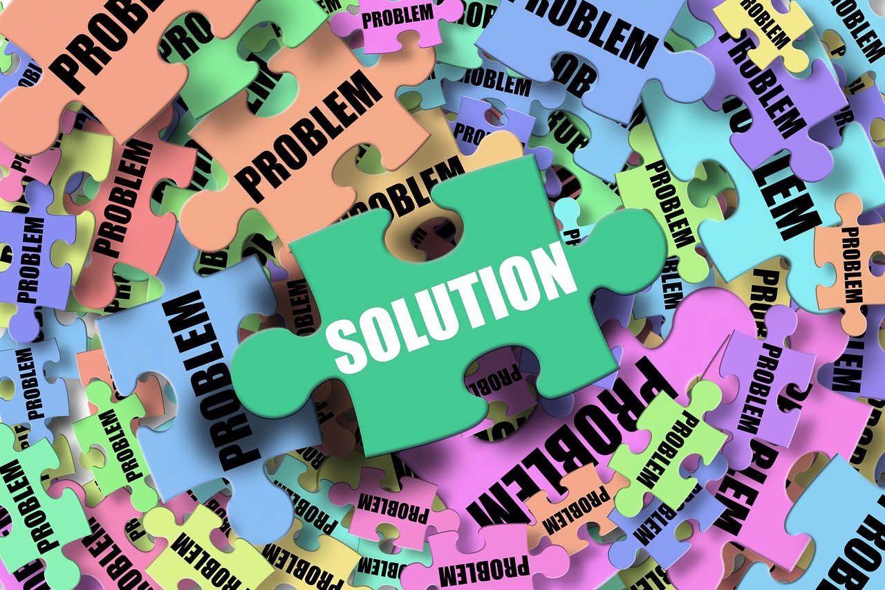 a puzzle piece with the word solution on it, a jigsaw puzzle, by David Burton-Richardson, colorful picture, worry, overload, by joseph binder