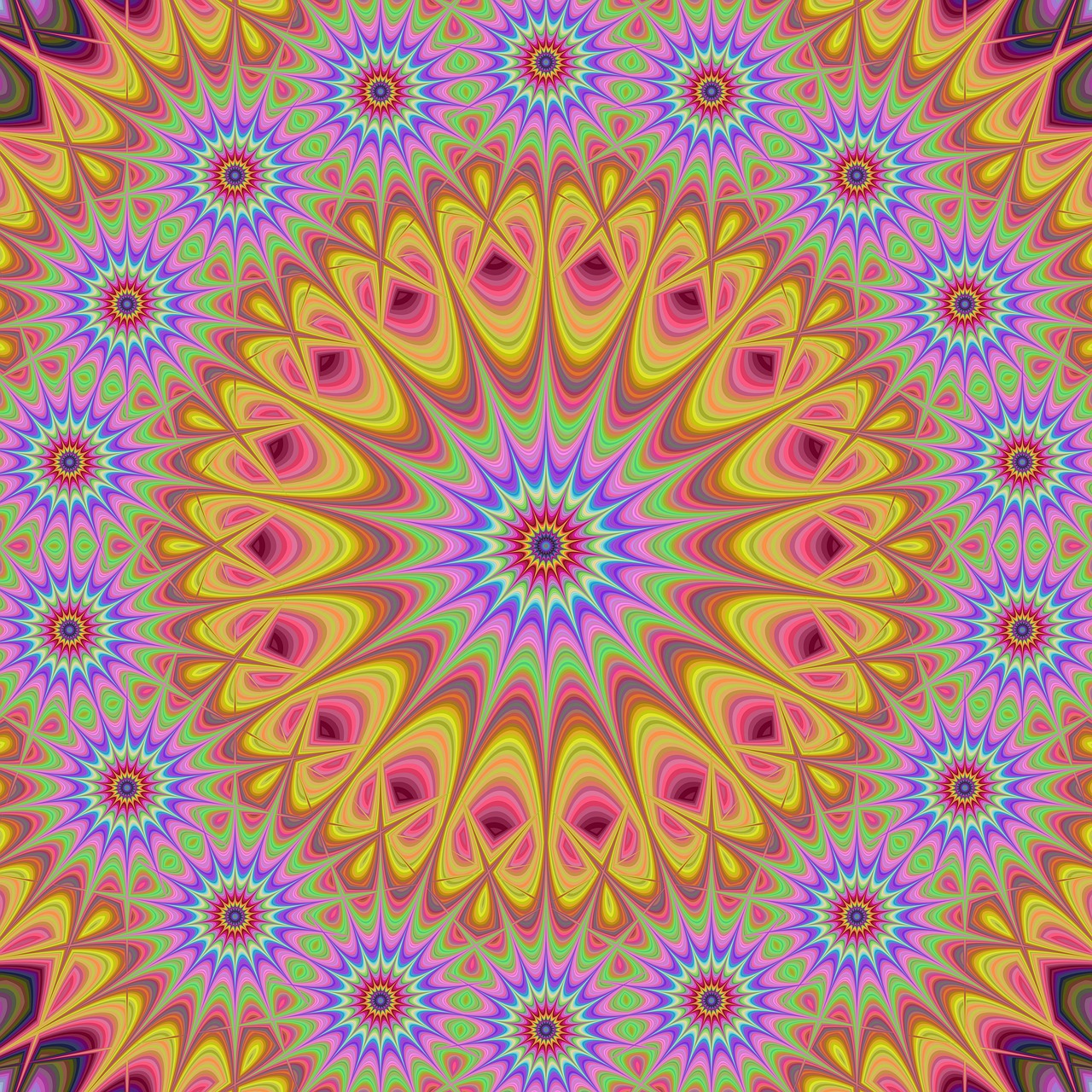 a psychedelic psychedelic psychedelic psychedelic psychedelic psychedelic psychedelic psychedelic psychedelic psychedelic psychedelic psychedelic psychedelic psychedelic psychedelic psychedelic psychedelic, a digital rendering, inspired by Victor Moscoso, trending on pixabay, beautiful moorish ornament, pink yellow flowers, multiple purple halos, centered radial design