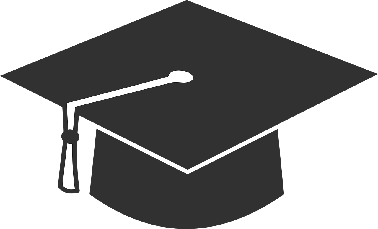 a black graduation cap with a white tassel, pixabay, academic art, rounded roof, mostly greyscale, no - text no - logo, (night)