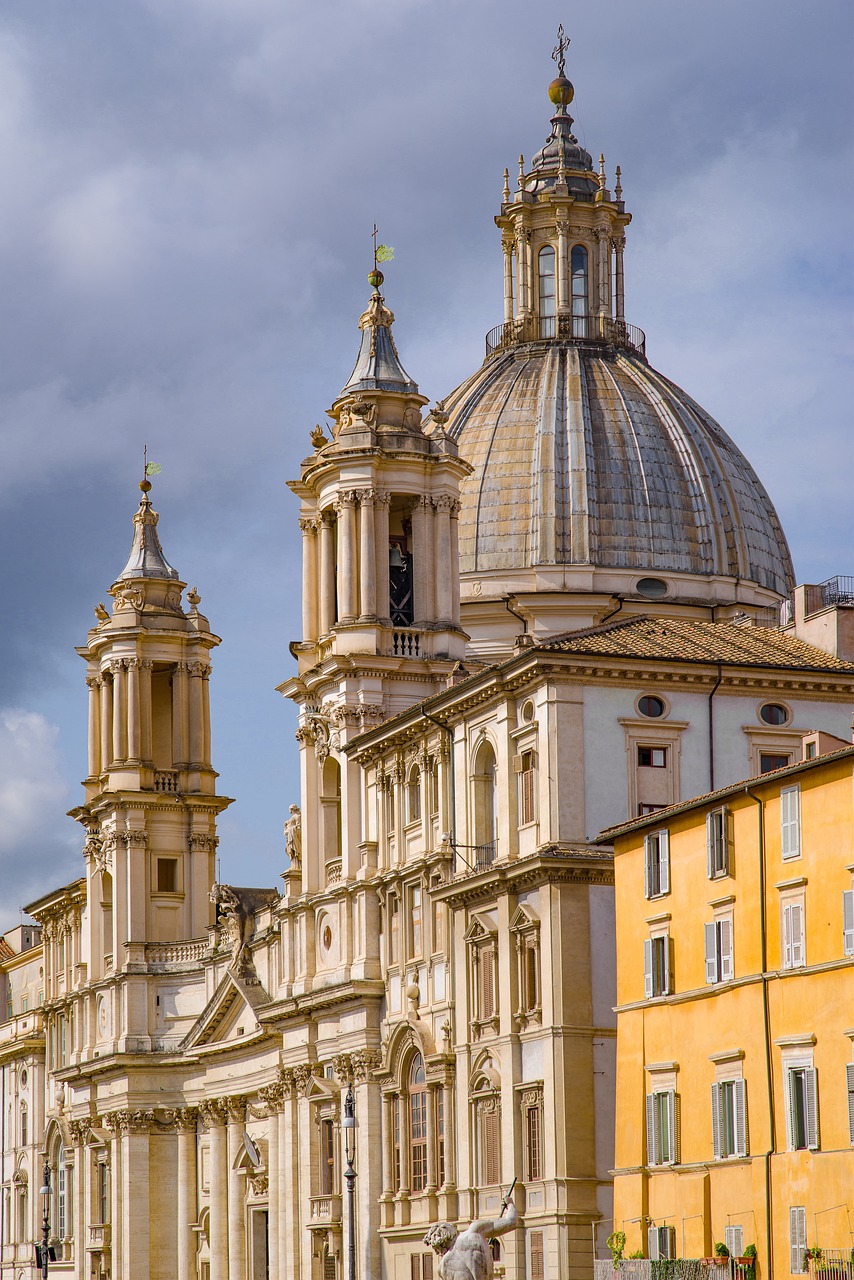 a large building with a clock on top of it, by Robert Griffier, shutterstock, baroque, tall stone spires, roma, trinity, stock photo