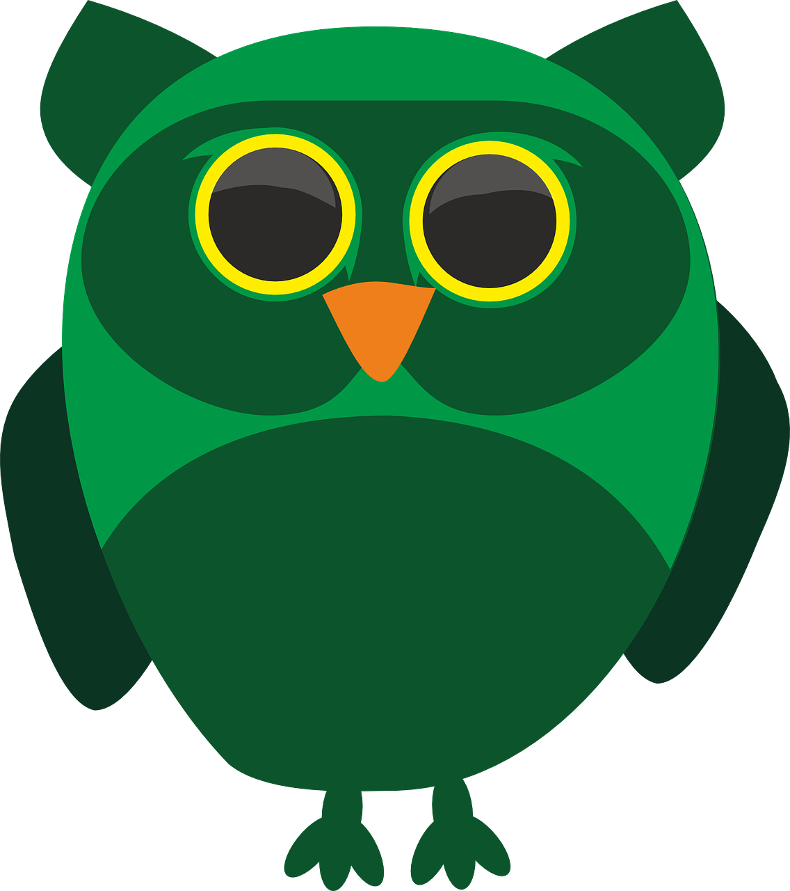 a green owl with big yellow eyes, vector art, inspired by Masamitsu Ōta, trending on pixabay, sōsaku hanga, cel animation, bear, black main color, wikihow illustration