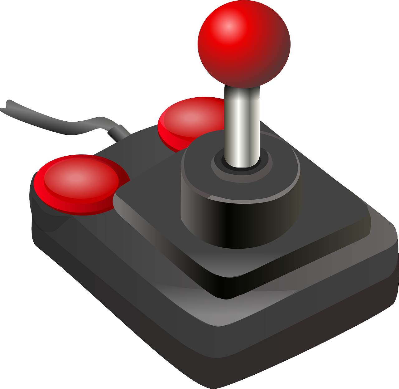a close up of a joystick on a white background, a digital rendering, inspired by Miyamoto, neogeo, vector icon, ingame image, red - black, an instrument