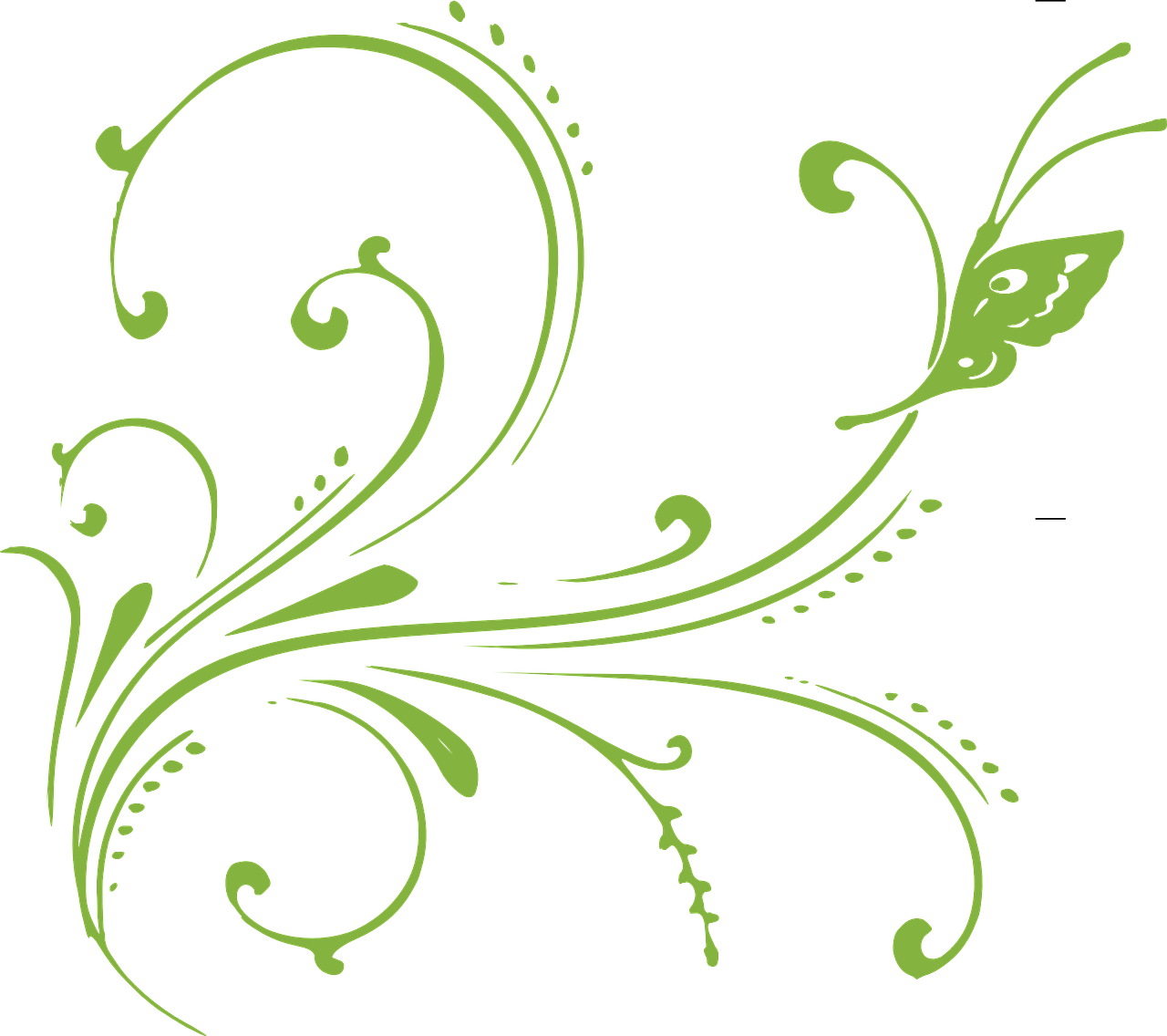 a green floral design on a black background, deviantart, art nouveau, butterfly, lime green, ultrafine detail, side