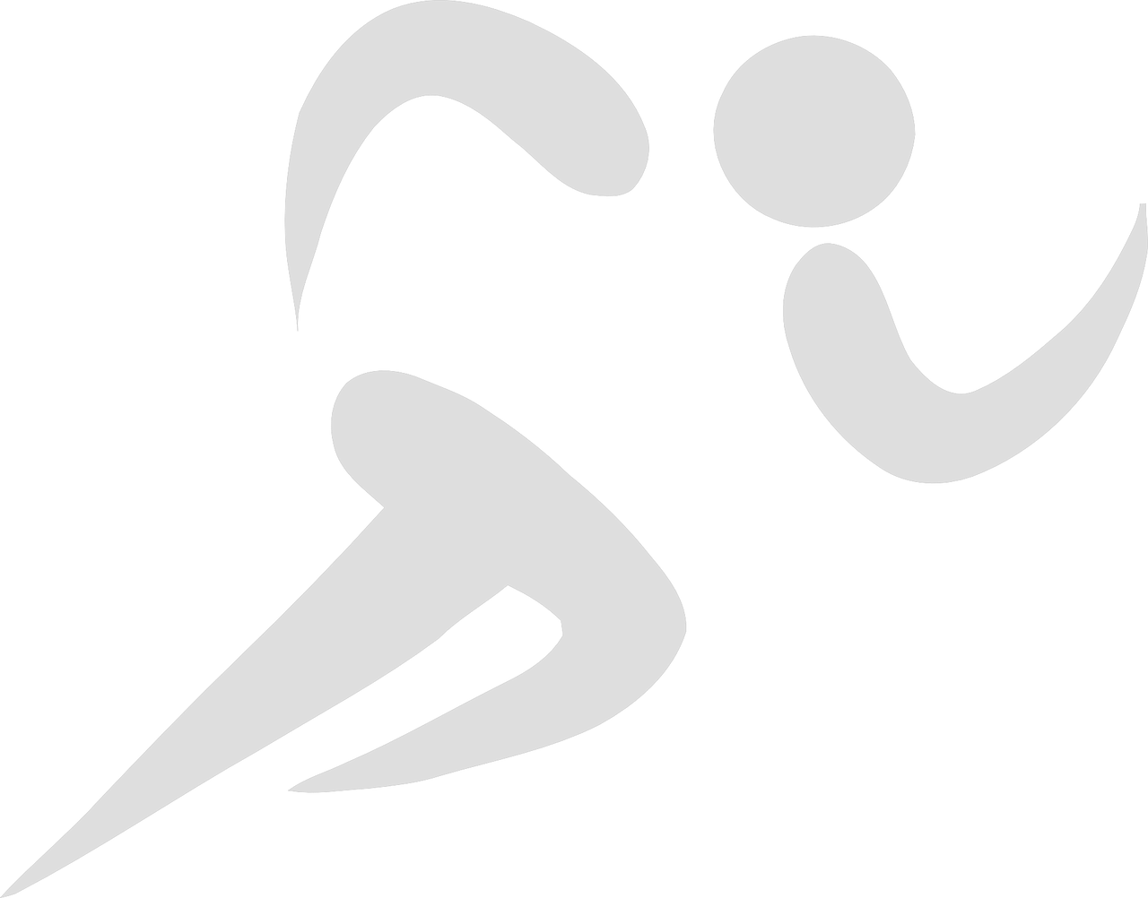 a couple of people running next to each other, pixabay, black backround. inkscape, sports logo, grey, olympics