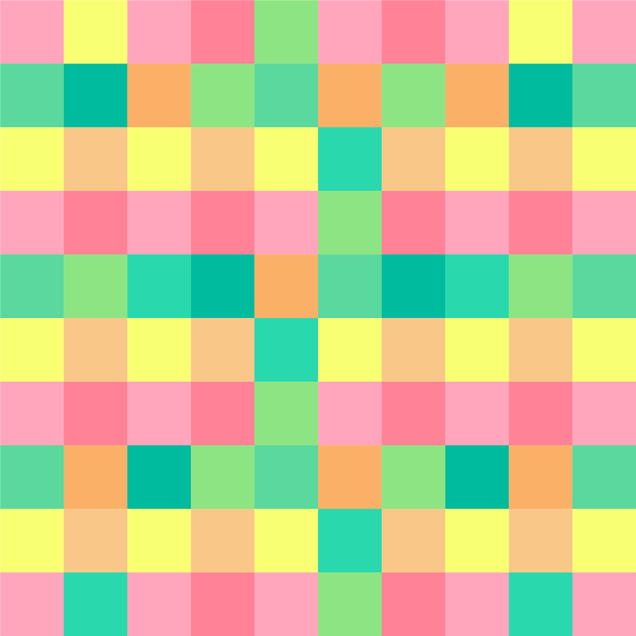 an image of a colorful checkered pattern, pixel art, color field, turquoise pink and yellow, flat vector art background, colorful!, earth and pastel colors