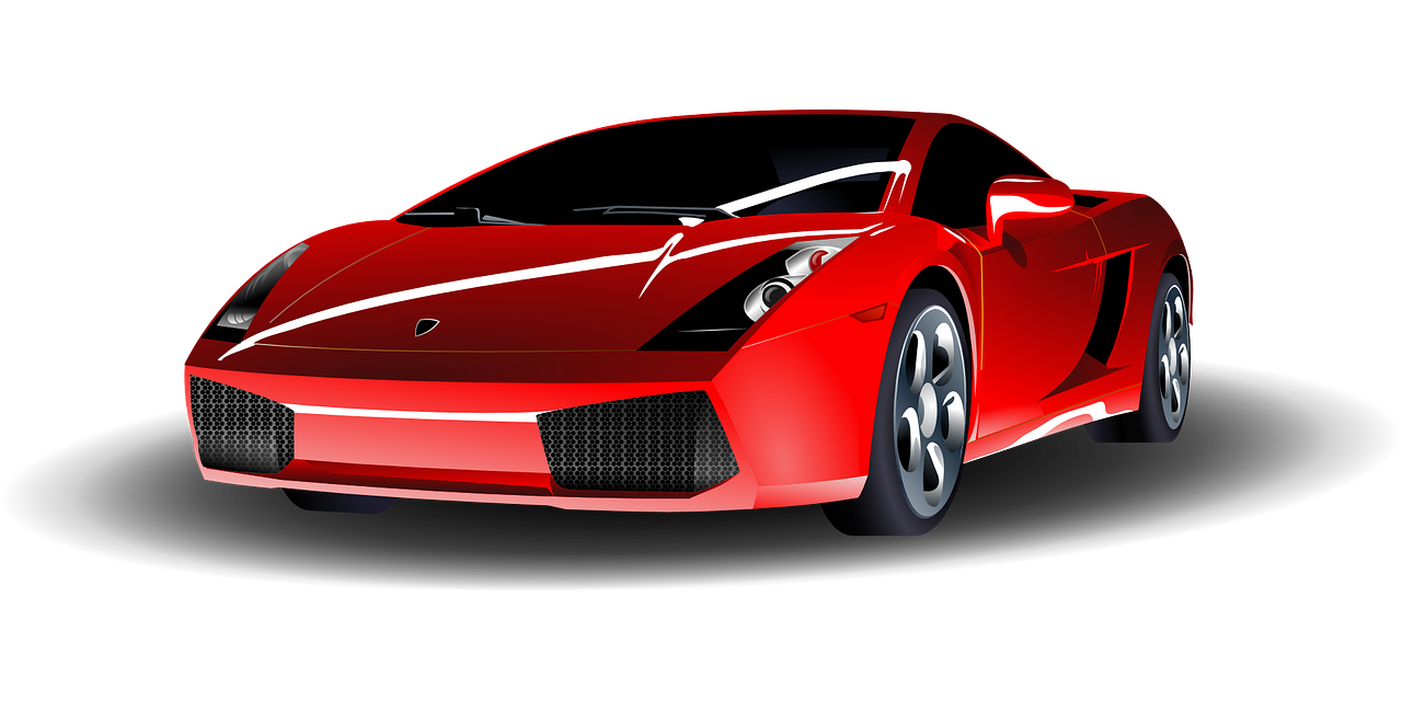 a red sports car on a black background, vector art, pixabay, digital art, bold lamborghini style, centered shot, front perspective, cartoons