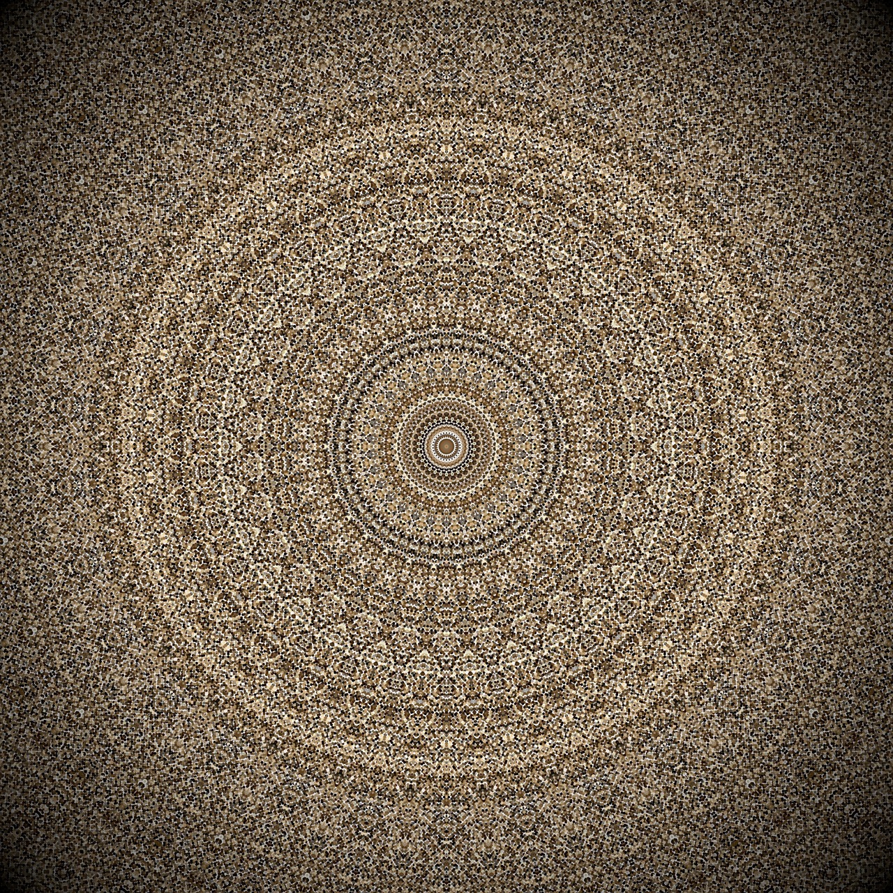a circular pattern on a black background, a mosaic, by Jon Coffelt, trending on pixabay, kinetic pointillism, highly detailed gold filigree, symmetric indian pattern, highly detail wide angle photo, intricate detail realism hdr