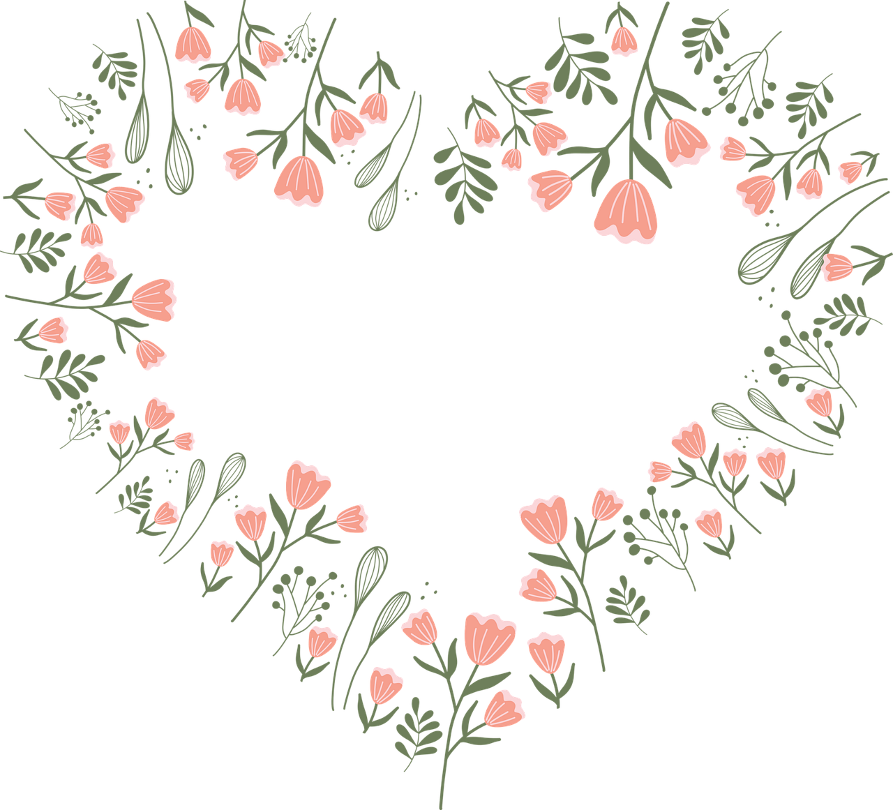 a heart made of flowers on a black background, pixabay, folk art, peach embellishment, inside stylized border, romantic greenery, loosely cropped