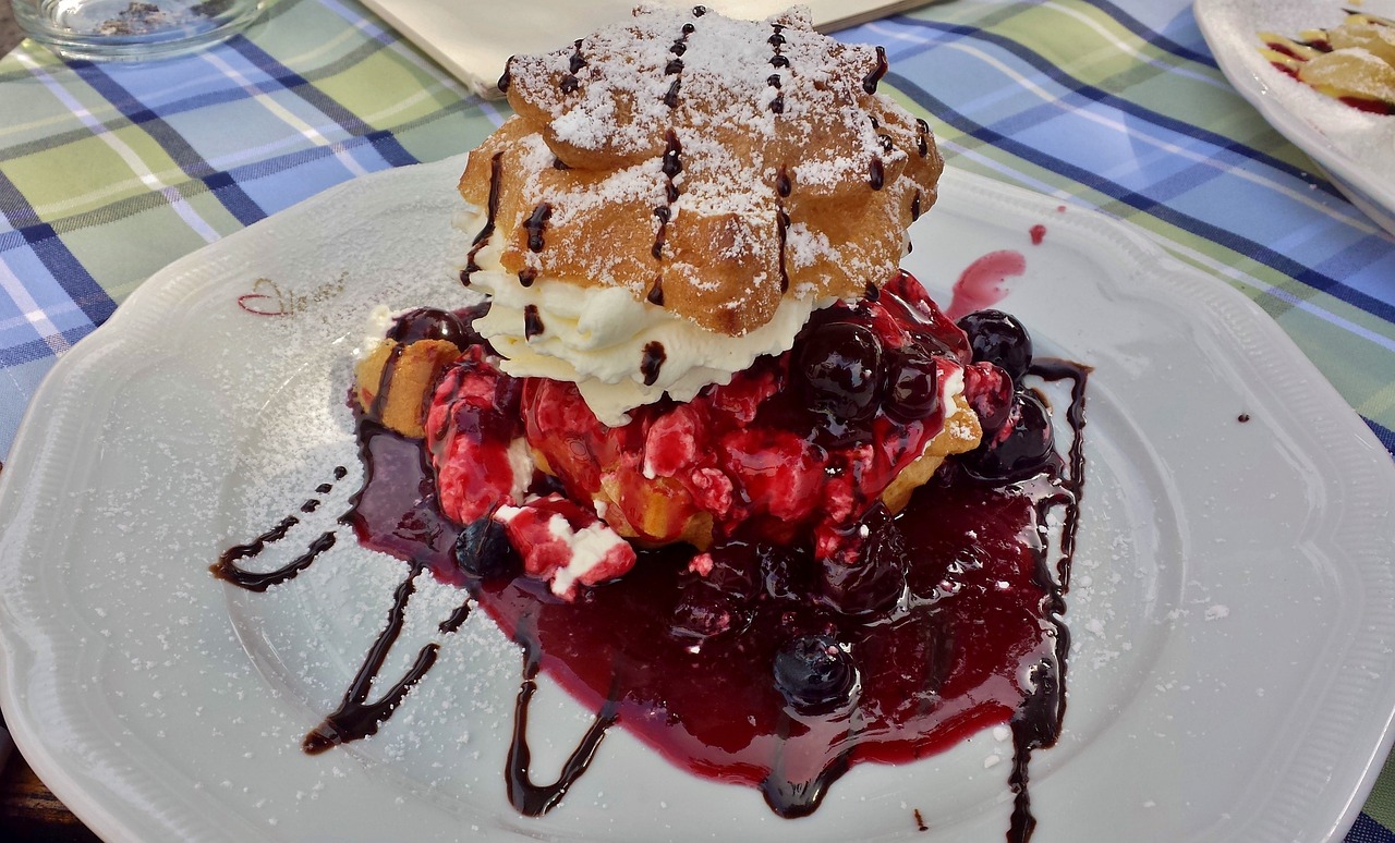 a close up of a plate of food on a table, cherry explosion, torri, summer, stuffed