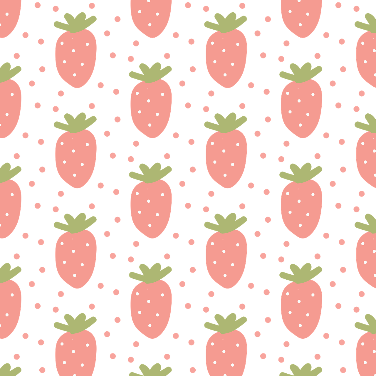 a pattern of strawberries on a black background, vector art, tumblr, polka dot, 🎀 🧟 🍓 🧚, peach embellishment, hand painted textures