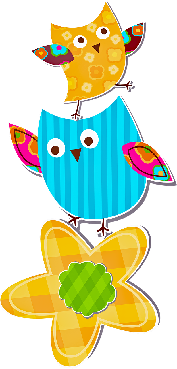 a colorful bird sitting on top of a flower, a digital rendering, trending on pixabay, naive art, cute owl, the bird is wearing a bowtie, fun - w 704, turqouise