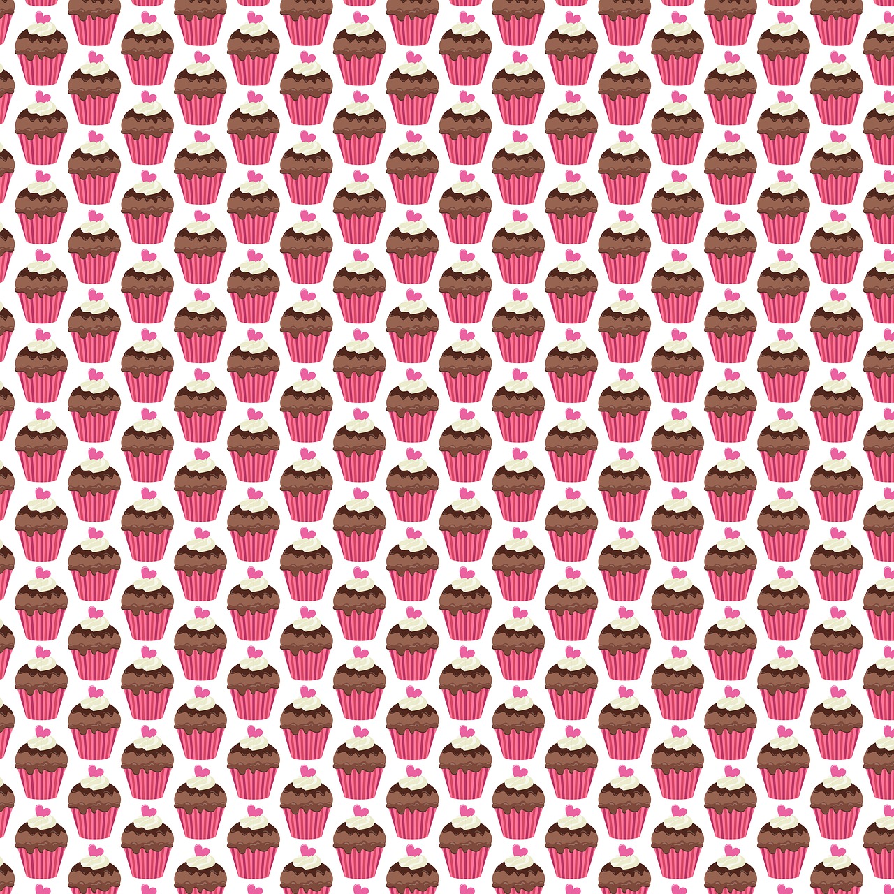 a pink and brown cupcake pattern on a white background, by Yukimasa Ida, tumblr, high quality screenshot, 3 mm, high-quality wallpaper, hd screenshot