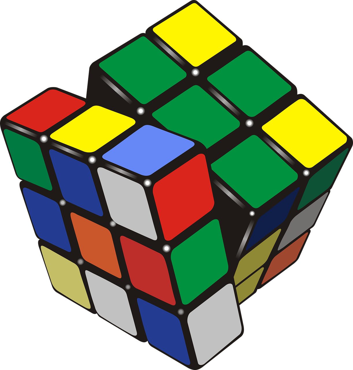 a rubik cube on a black background, a digital rendering, inspired by Ernő Rubik, multicolored vector art, nineties nostalgia, full color illustration, vector