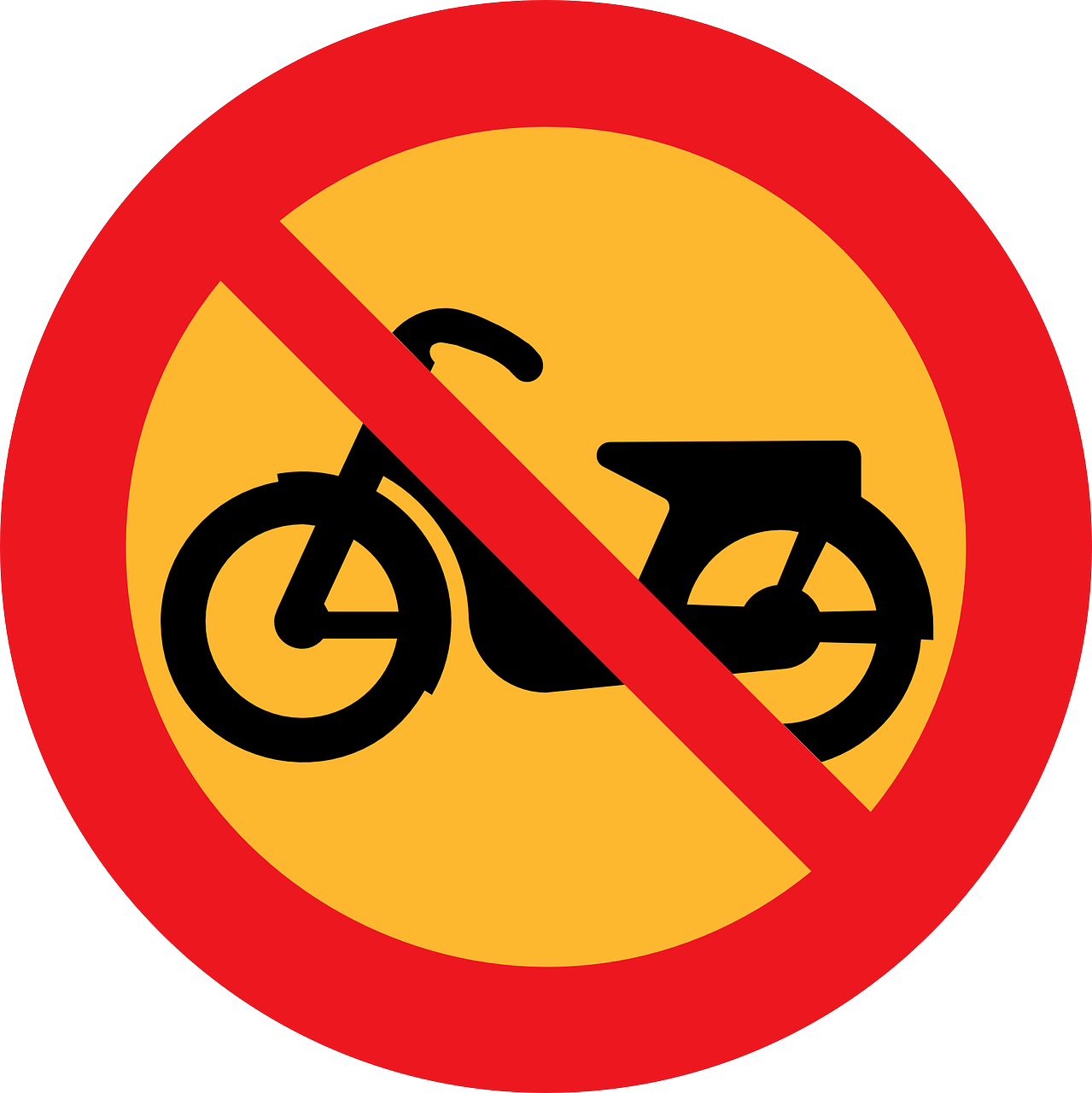 a no motorcycle sign on a white background, pixabay, modernism, flat - color, bangkok, red yellow, no - text no - logo
