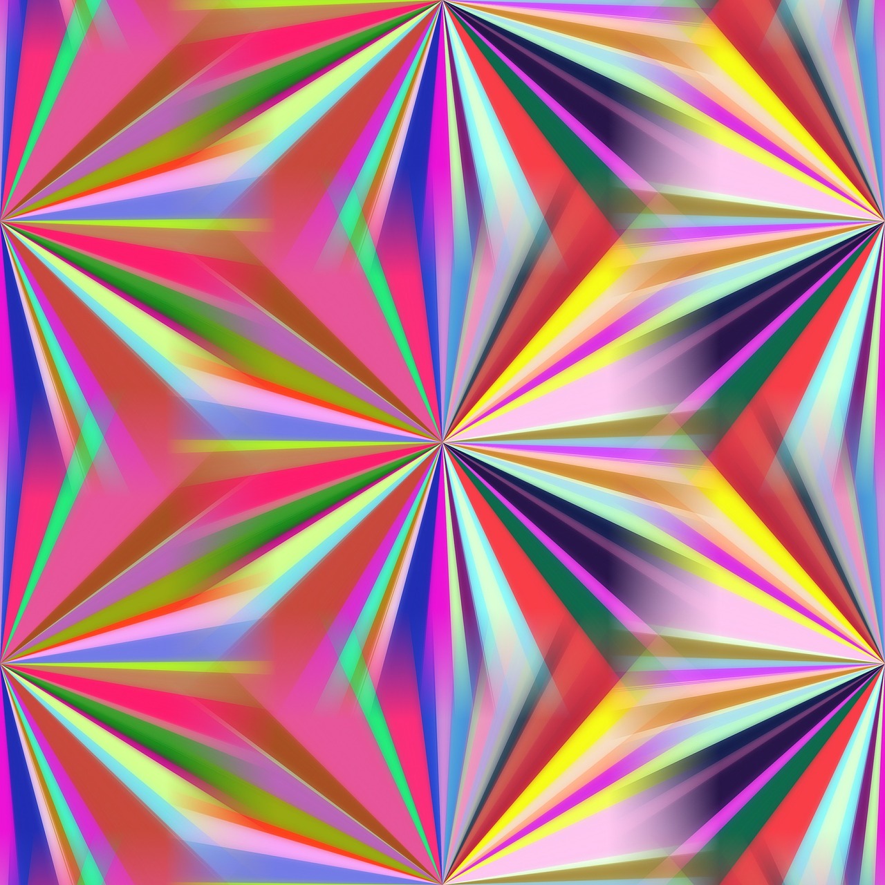 a computer generated image of a multicolored background, a raytraced image, inspired by Giacomo Balla, crystal cubism, colorful stars, made entirely from gradients, repeating fabric pattern, multicolored vector art